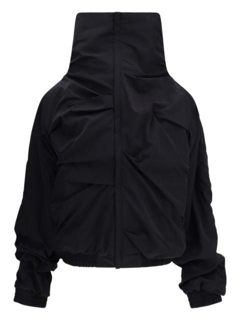 high-neck gathered jacket