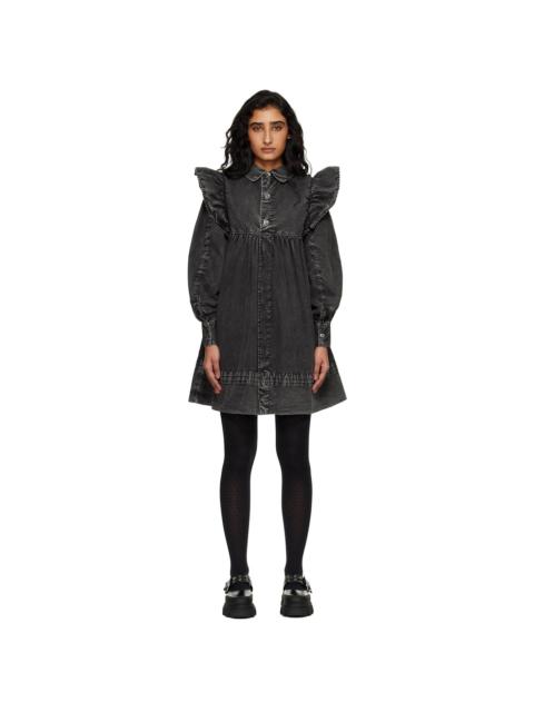 Black Washed Shirt Denim Minidres