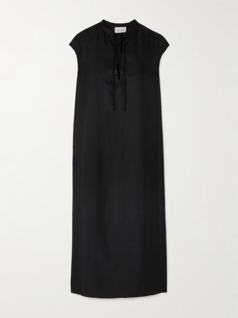 Demeter Lace-up Silk-twill Midi Dress