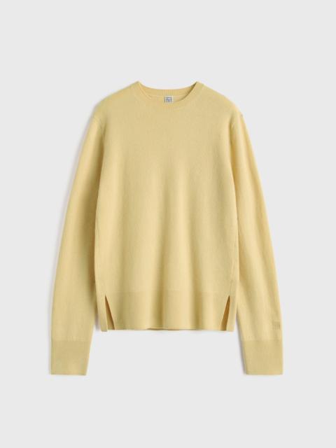 Crew-neck cashmere knit soft yellow
