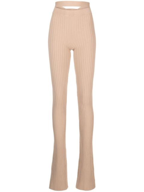 ribbed-knit flared trousers