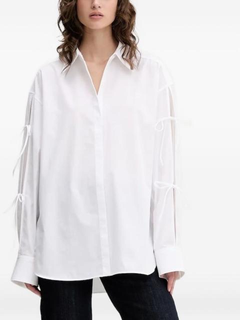 slit-sleeve tie-detail shirt
