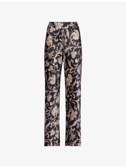 Billie Floral-Print Silk-Blend Trousers