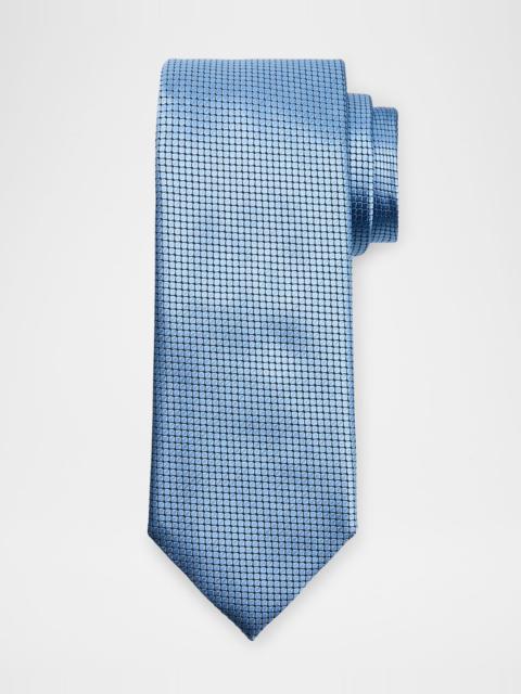 Men's Micro-Geometric Jacquard Silk Tie