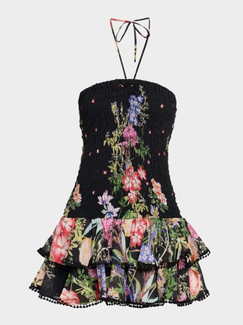 Cusia Smocked Drop-Waist Mini Dress