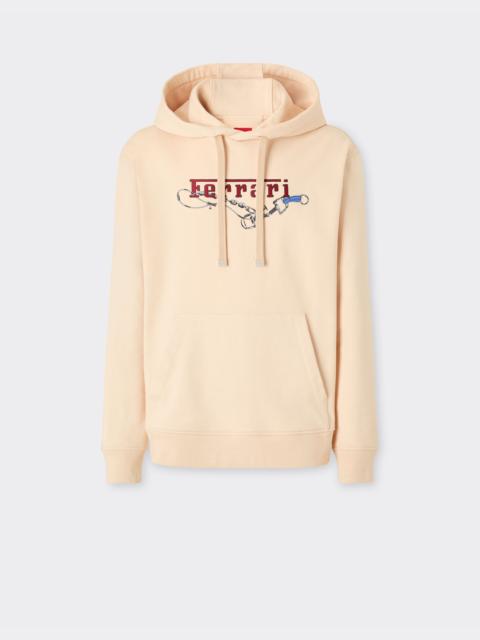 Hooded sweatshirt with Ferrari embroidery