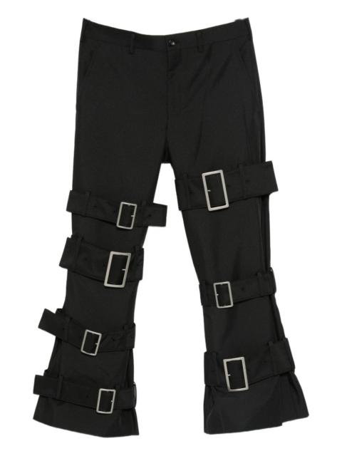 buckle-fastening belted trousers