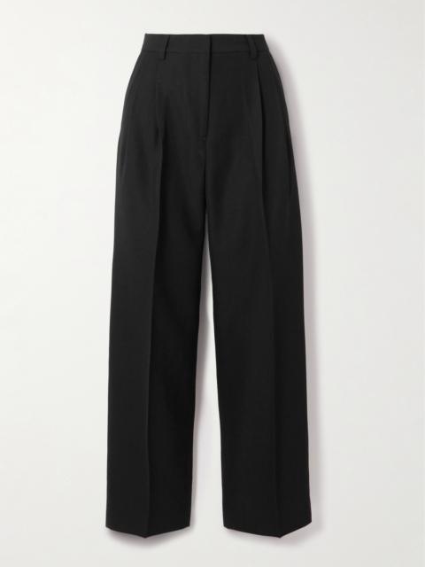 Pleated Wool Wide-leg Trousers