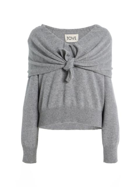 Malia Cashmere Tie-Neck Sweater grey
