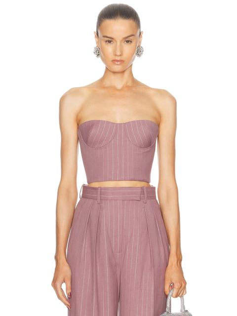 Lurex Pinstripe Strapless Crop Top