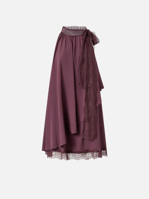 LONG WRAP SKIRT WITH LACE BOW