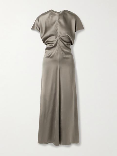 Draped Satin Maxi Dress