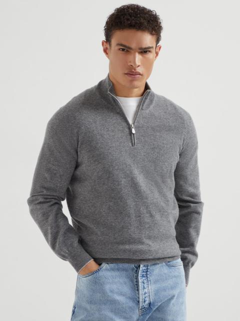 Cashmere sweater with half zip