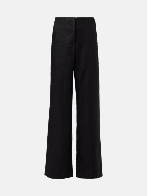 Sanne high-rise linen straight pants