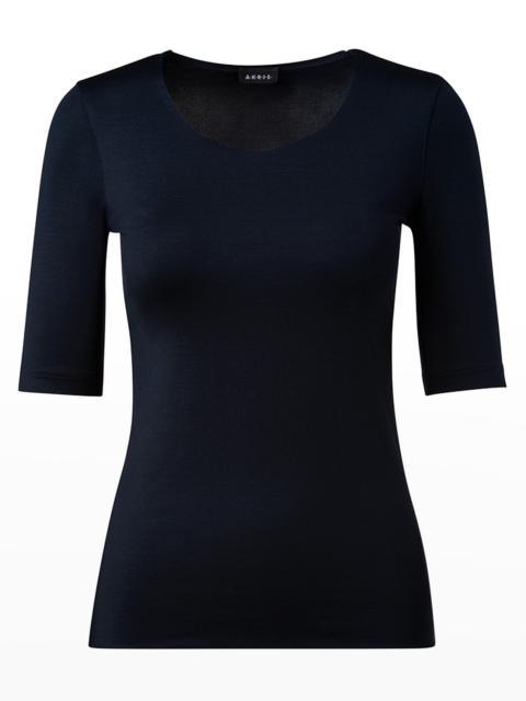 Scoop-Neck Silk Jersey T-Shirt