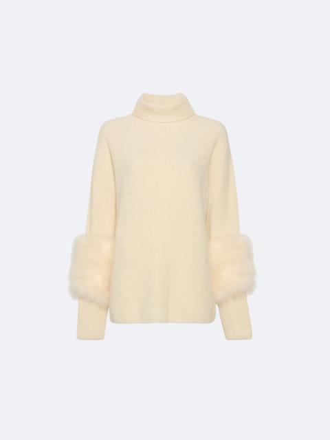 Airy Cashmere Silk Turtleneck With Marabou Feathers