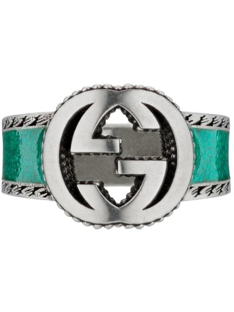 Gucci Ring With Interlocking G Textured Trim Silver
