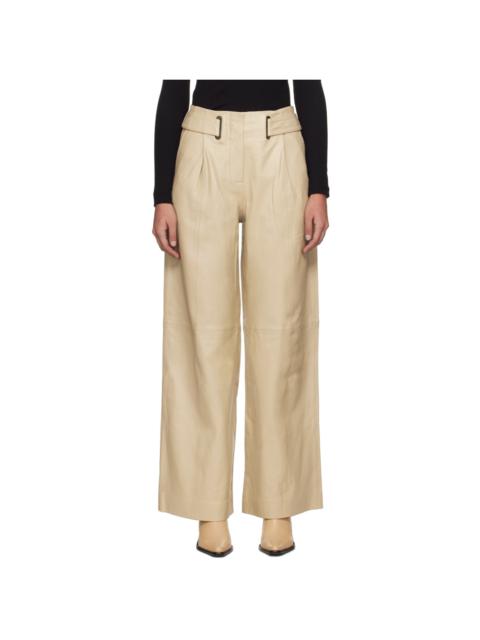 Beige Eyelet Leather Pants