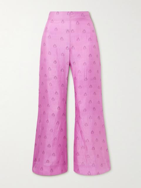 Farah Printed Silk Flared Pants