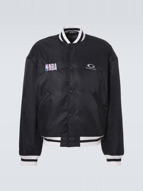 x NBA logo satin bomber jacket