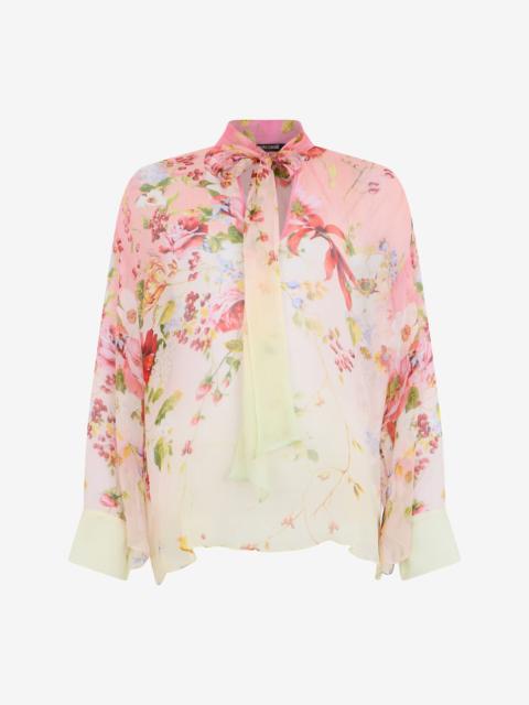 Chiffon Blouse with Miami Flowers Print