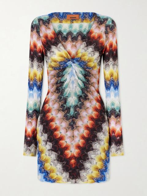Metallic Crochet-knit Mini Dress