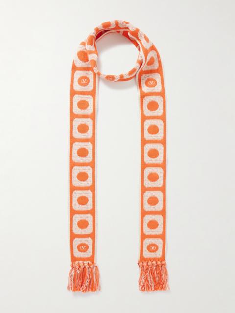 Antibes Fringed Cotton-blend Jacquard Scarf