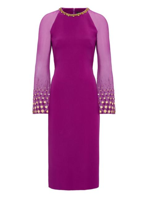 Eurabia mesh-sleeve midi dress