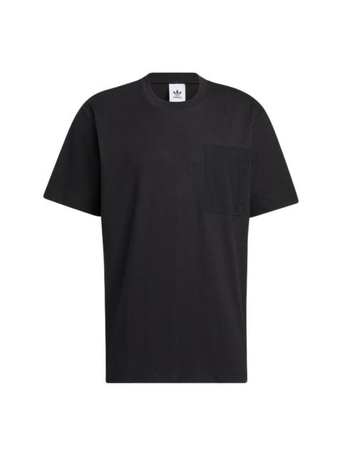 adidas originals Solid Color Casual Sports Round Neck Pullover Short Sleeve Black HM8008