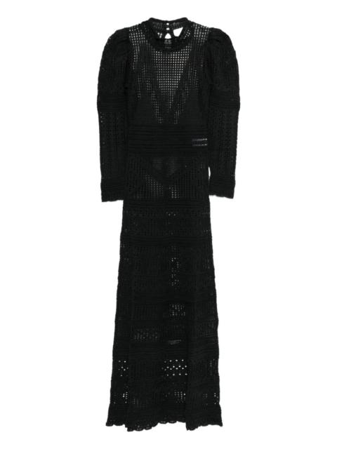 puff-sleeve crochet dress