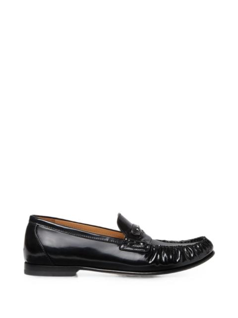 Fendi Scrunch Ruched Leather Loafers