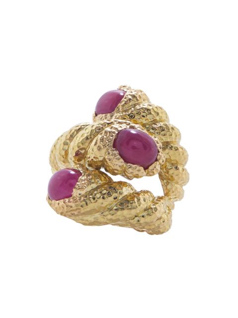 Ruby Hammered Tripple Rope Ring