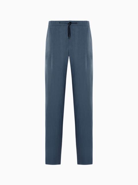 SINGLE-PLEAT, LINEN-CANVAS TROUSERS