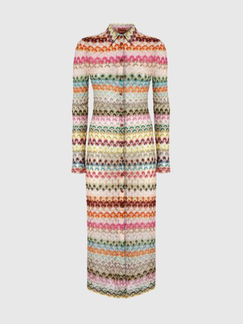 Slim cardigan with striped lace collar