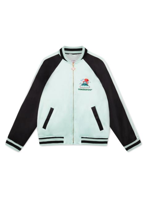 Embroidered Satin Bomber Jacket