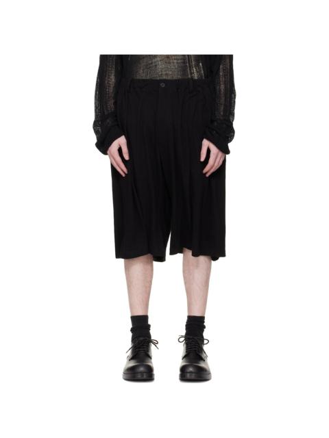 Black Cotton & Linen Jersey Shorts