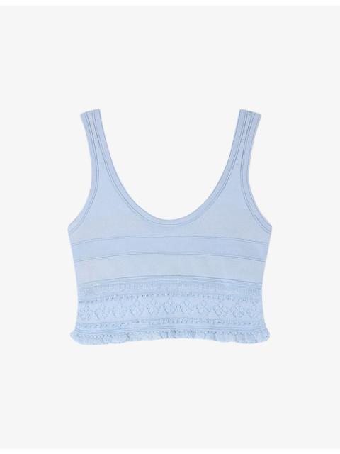 Scoop-Neck Cropped Knitted Top