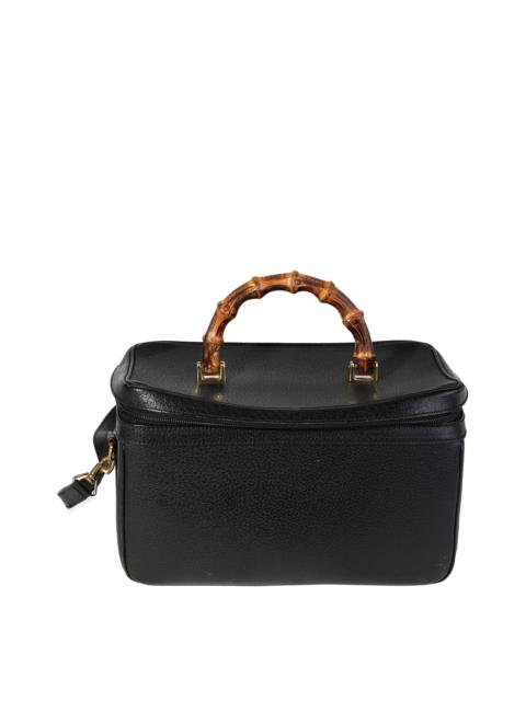 Gucci Black Leather Bamboo Handle Vanity Bag (Authentic Pre-Loved)