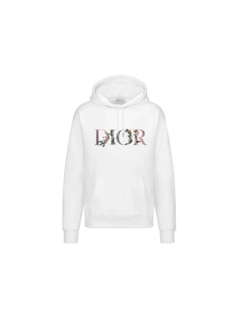 Dior Flowers Embroidered Hoodie White