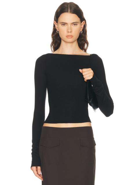 Long Sleeve Boatneck Top