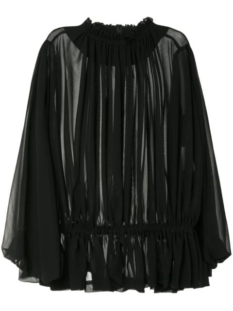 draped semi-sheer blouse