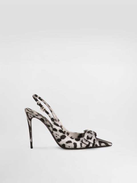 Leopard-print satin slingbacks