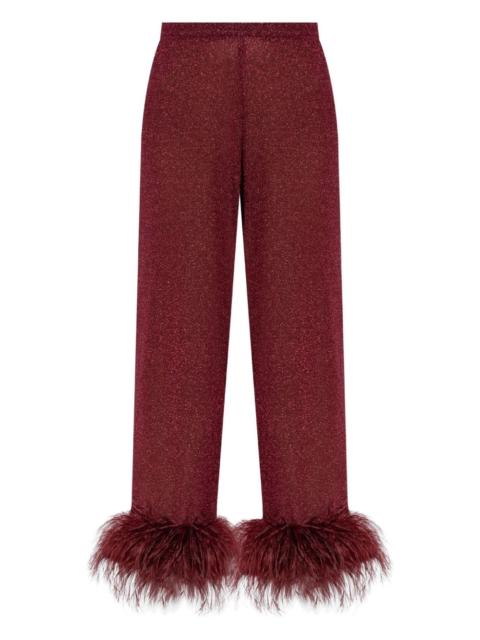 Plumage feather-trim trousers
