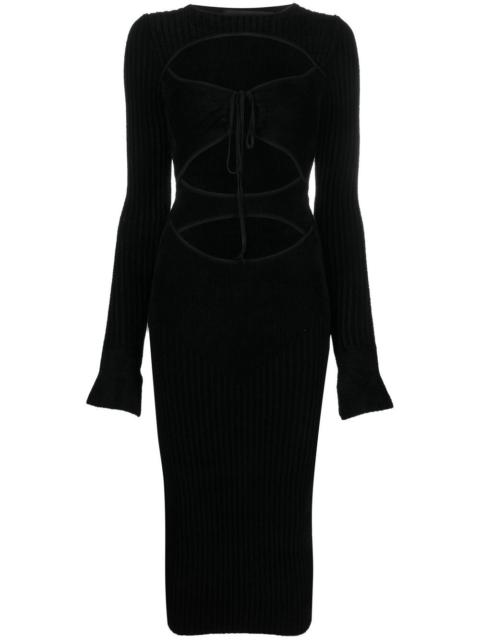 cut-out ribbed midi dress