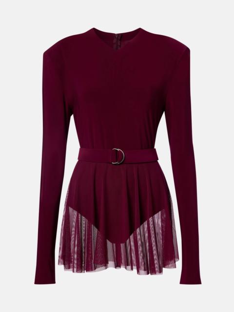 Belted semi-sheer bodysuit