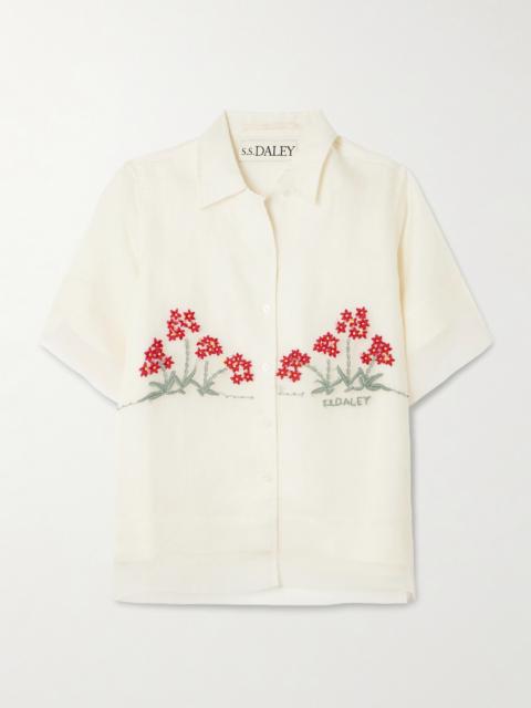 Cecilia Layered Embroidered Silk And Linen Shirt