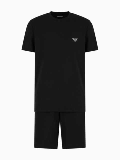 EMPORIO ARMANI ASV MEGALOGO ORGANIC-COTTON PYJAMAS WITH BERMUDA SHORTS ...