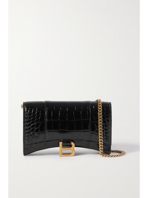 Hourglass Croc-effect Leather Shoulder Bag
