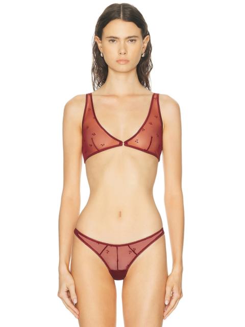 Cerise Embroidery Scoop Neck Bra