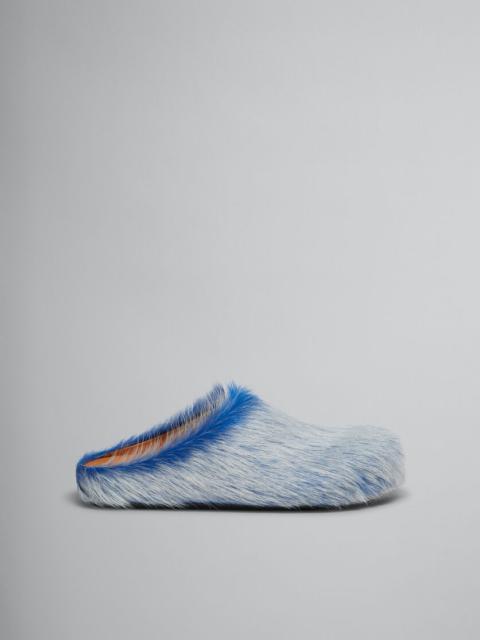 INDIGO LONG HAIR CALFSKIN FUSSBETT SABOT